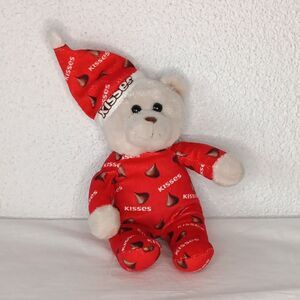 Galerie Hershey Kiss Bear Plush All Over Print Red Pajamas and Stocking Cap